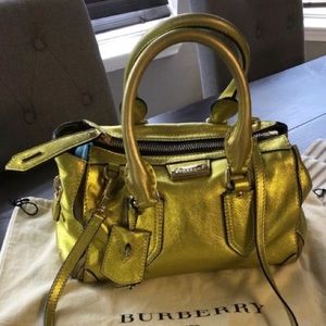 Burberry prorsum gold metallic satchel spring2013